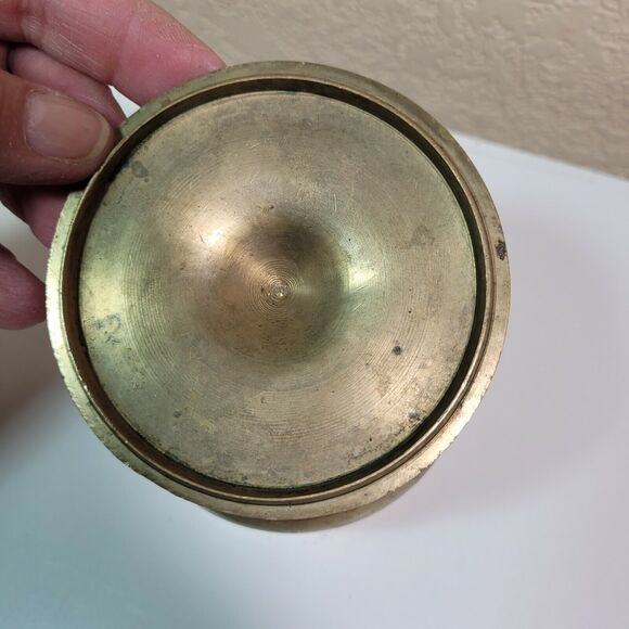 Vintage Brass Cup Ribbed with Lid Original Authentic Patina India Pakistan Asia - Picture 5 of 7